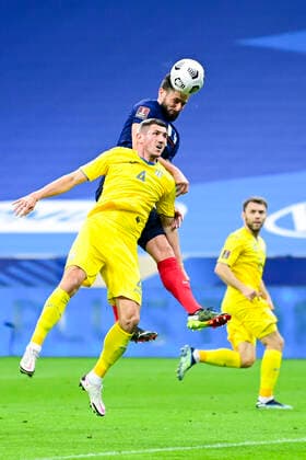 GIROUD OLIVIER (France) vs Serhhiy Kryvtsov (Ukraine) FOOTBALL : France vs Ukraine - Eliminatoires coupe du Monde 2022 - 24 03 2021 JBAutissier Panoramic 