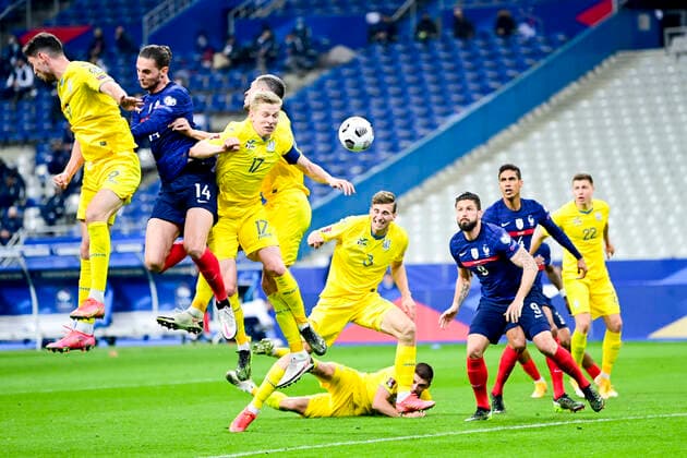 GIROUD OLIVIER (France) Adrien Rabiot (France) FOOTBALL : France vs Ukraine - Eliminatoires coupe du Monde 2022 - 24 03 2021 JBAutissier Panoramic 