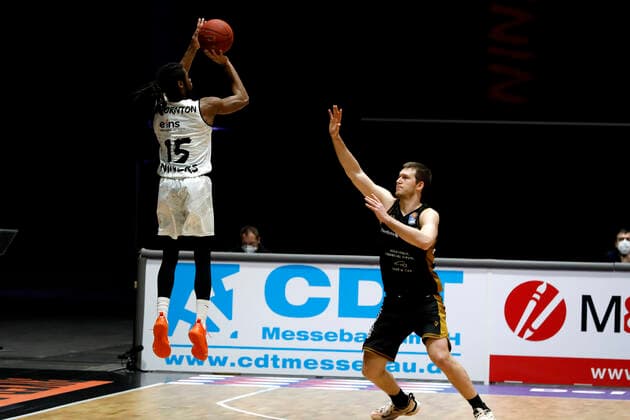 24.03.2021, easyCredit Basketball Bundesliga, BBL, Saison 2020 2021, Herren, Chemnitz Niners - Basketball Löwen Braunschweig Marcus Thornton, Niners Chemnitz Chemnitz Messe Chemnitz Sachsen Germany