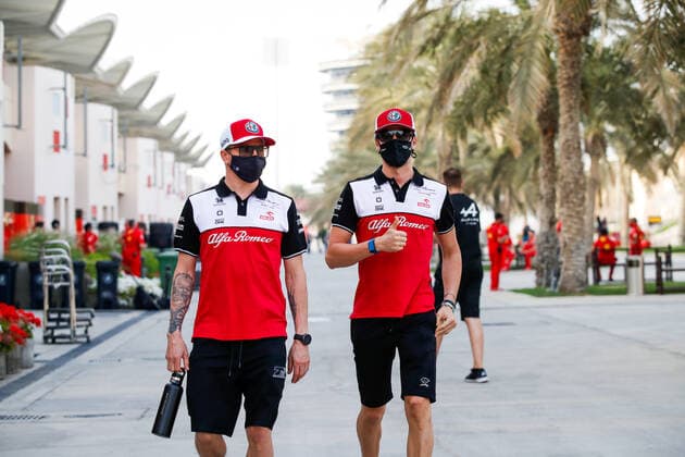 RAIKKONEN Kimi (fin), Alfa Romeo Racing ORLEN C41, GIOVINAZZI Antonio (ita), Alfa Romeo Racing ORLEN C41, portrait during Formula 1 Gulf Air Bahrain Grand Prix 2021 from March 26 to 28, 2021 on the Bahrain International Circuit, in Sakhir, Bahrain - Photo Florent Gooden DPPI LiveMedia Editorial Usage Only  Copyright: xLiveMedia DPPI FlorentxGoodenx xIPAx