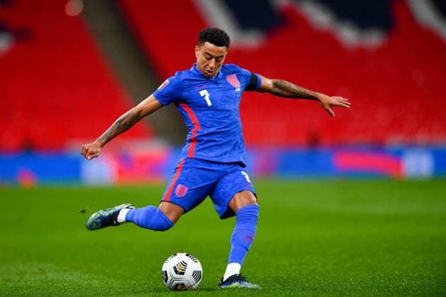 London, England, March 25th 2021: Jesse Lingard (England 7) controls the ball during the World Cup 2022 Qualification match between England and San Marino at Wembley Stadium in London, England. 2022 World Cup Qualifiers - England V San Marino 