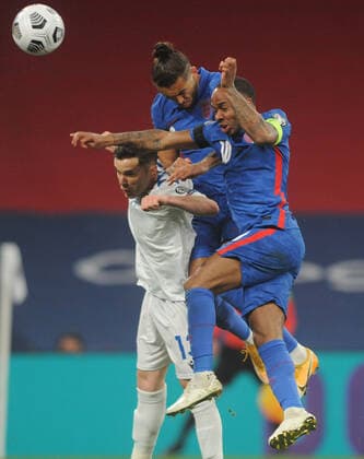 Football - 2022 FIFA World Cup, WM, Weltmeisterschaft, Fussball - European Qualifying - Group I - England vs San Marino - Wembley Stadium Dominic Calvert - Lewin and Raheem Sterling of England 