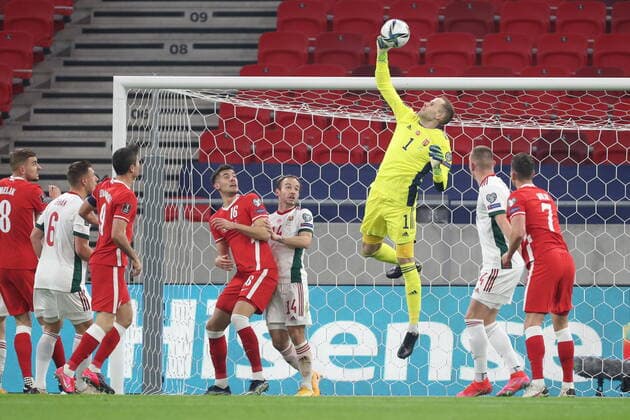 BUDAPESZT 25.03.2021 MECZ ELIMINACJE DO MISTRZOSTW SWIATA 2022 GRUPA I: WEGRY - POLSKA --- FIFA World Cup, WM, Weltmeisterschaft, Fussball 2022 QUALIFYING ROUND GROUP I MATCH IN BUDAPEST: HUNGARY - POLAND JAKUB MODER GERGO LOVRENCSICS PETER GULACSI FOT. PIOTR KUCZA FOTOPYK NEWSPIX.PL --- Newspix.pl  210325PYK0033