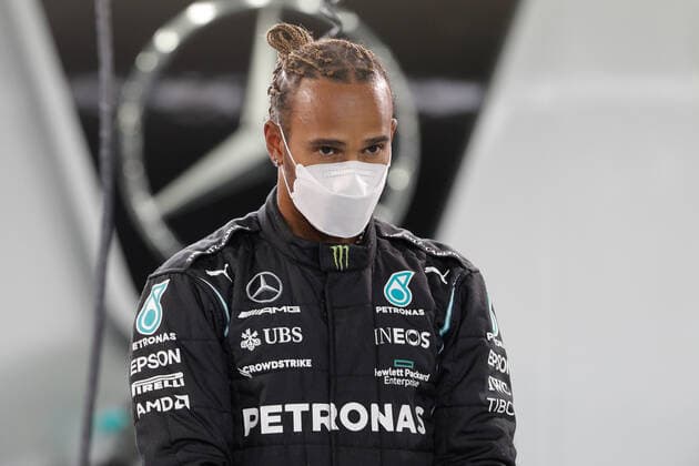 HAMILTON Lewis (gbr), Mercedes AMG F1 GP W12 E Performance, portrait during Formula 1 Gulf Air Bahrain Grand Prix 2021 from March 26 to 28, 2021 on the Bahrain International Circuit, in Sakhir, Bahrain FORMULE 1 : Grand prix du Bahrein - Sakhir - Preparation - 25 03 2021 DPPI Panoramic 
