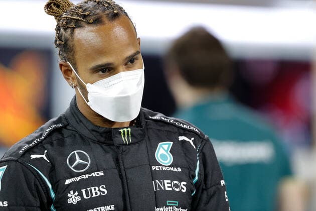 HAMILTON Lewis (gbr), Mercedes AMG F1 GP W12 E Performance, portrait during Formula 1 Gulf Air Bahrain Grand Prix 2021 from March 26 to 28, 2021 on the Bahrain International Circuit, in Sakhir, Bahrain FORMULE 1 : Grand prix du Bahrein - Sakhir - Preparation - 25 03 2021 DPPI Panoramic 