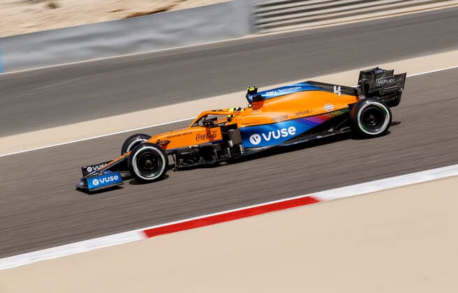 4 Lando Norris (GBR, McLaren F1 Team), F1 Grand Prix of Bahrain at Bahrain International Circuit on March 26, 2021 in Sakhir, Bahrain. (Photo by HOCH ZWEI) Sakhir Bahrain