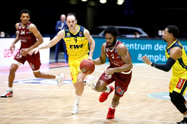 26.03.2021, easyCredit Basketball Bundesliga, BBL, Saison 2020 2021, Herren, Chemnitz Niners - EWE Basket Oldenburg Terrell Harris, Niners Chemnitz Chemnitz Messe Chemnitz Sachsen Germany