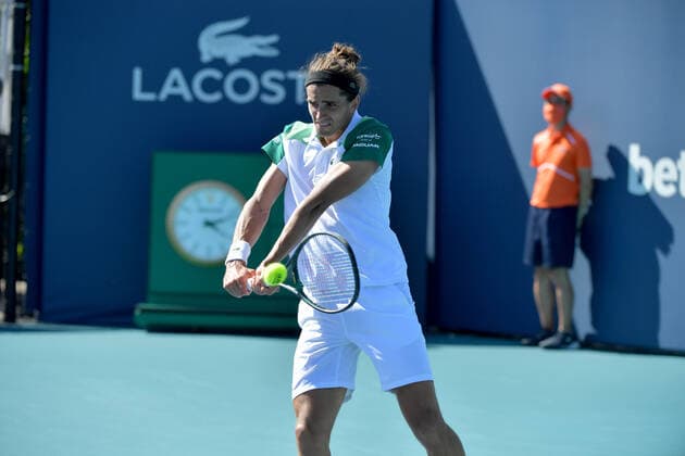 March 26, 2021, Miami Gardens, Florida, United States Of America: MIAMI GARDENS, FLORIDA - MARCH 26: Felix Auger-Aliassime of Canada defeats Pierre-Hugues Herbert of France on Day 5 of the 2021 Miami Open on March 26, 2021 in Miami Gardens, Florida...People: Pierre-Hugues Herbert Miami Gardens United States Of America - ZUMAs214 20210326_zda_s214_204 Copyright: xSMGx