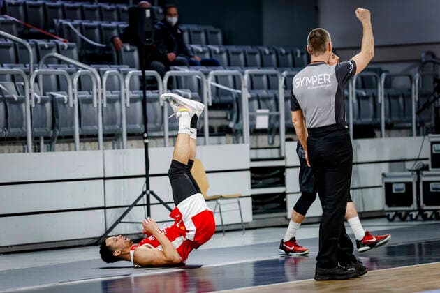 links Dominic Lockhart (Brose Bamberg, 03) Brose Bamberg - ratiopharm Ulm - easyCredit-BBL - Basketball Bundesliga - Basketball Saison 2020 21 - 25. Spieltag, 27.03.2021 Bamberg, Brose Arena Copyright: DanielxLöb