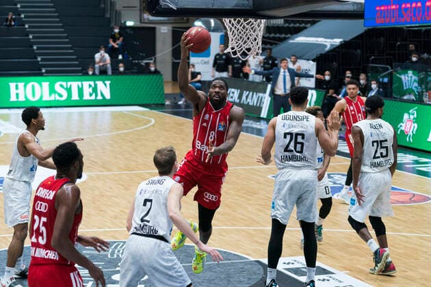 easyCredit Basketball Bundesliga, Hamburg, 27.03.2021 easyCredit Basketball Bundesliga, Hamburg Towers vs. FC Bayern Muenchen Basketball, Jalen Reynolds ( 8 FC Bayern Muenchen Basketball) Copyright: xBEAUTIFULxSPORTS Mohwinkelx
