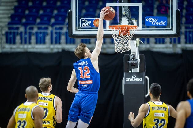 Basketball Berlin 28.03.2021 Saison 2020 2021 easyCredit BBL 1. Bundesliga Alba Berlin - SYNTAINICS MBC Weißenfels Philipp Hartwich (MBC, No.12)