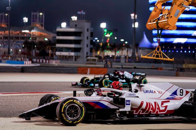 March 28, 2021, Sakhir, Bahrain: NIKITA MAZEPIN of Russia and Haas F1 Team retires from the 2021 FIA Formula 1 Bahrain Grand Prix at Bahrain International Circuit in Sakhir, Bahrain. Sakhir Bahrain - ZUMAg147 20210328_zap_g147_006 Copyright: xJamesxGasperottix