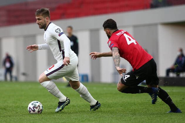 Albania v England 2022 FIFA World Cup, WM, Weltmeisterschaft, Fussball Qualifiers Luke Shaw of England during the 2022 FIFA World Cup Qualifiers match at the Air Albania Stadium, Tirana Content Not Available For UK Newspapers Copyright: xFocusxImagesx FIL-15360-0014