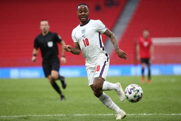 Albania v England 2022 FIFA World Cup, WM, Weltmeisterschaft, Fussball Qualifiers Raheem Sterling of England during the 2022 FIFA World Cup Qualifiers match at the Air Albania Stadium, Tirana Content Not Available For UK Newspapers Copyright: xFocusxImagesx FIL-15360-0029