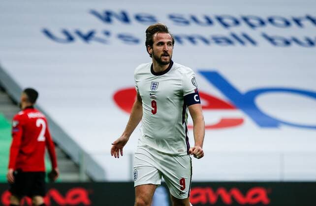 Mandatory Credit: Photo by Nikola Krstic BPI Shutterstock (11832717as) Harry Kane of England scores and celebrates 0-1 Albania v England, FIFA World Cup, WM, Weltmeisterschaft, Fussball Qualifying Group I, Football, Arena Kombetare, Tirana, Albania - 28 Mar 2021 Albania v England, FIFA World Cup Qualifying Group I, Football, Arena Kombetare, Tirana, Albania - 28 Mar 2021 Copyright: xNikolaxKrstic BPI Shutterstockx 11832717as