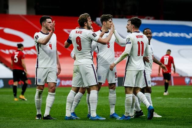 Mandatory Credit: Photo by Nikola Krstic BPI Shutterstock (11832717bd) Harry Kane of England scores and celebrates 0-1 Albania v England, FIFA World Cup, WM, Weltmeisterschaft, Fussball Qualifying Group I, Football, Arena Kombetare, Tirana, Albania - 28 Mar 2021 Albania v England, FIFA World Cup Qualifying Group I, Football, Arena Kombetare, Tirana, Albania - 28 Mar 2021 Copyright: xNikolaxKrstic BPI Shutterstockx 11832717bd