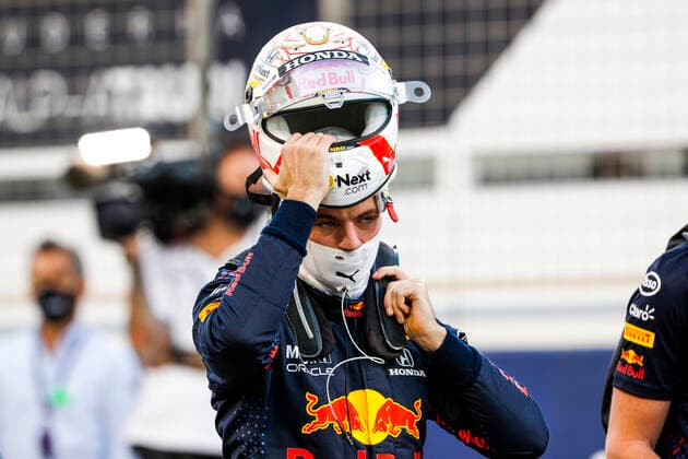 VERSTAPPEN Max (ned), Red Bull Racing Honda RB16B, portrait during Formula 1 Gulf Air Bahrain Grand Prix 2021 from March 26 to 28, 2021 on the Bahrain International Circuit, in Sakhir, Bahrain - FORMULE 1 : Grand prix du Bahrein - Sakhir - Course - 28 03 2021 DPPI Panoramic 