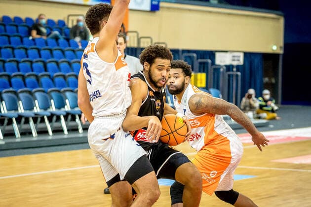 Jarelle Reischel, Rostock Seawolves vs. Panthers Schwenningen, Basketball, PRO-A, 28.03.2021 Rostock Seawolves vs. Panthers Schwenningen, Basketball, PRO-A, 28.03.2021 Rostock Copyright: xEibner-Pressefotox EP_GRW