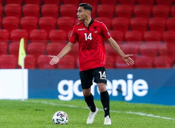Mandatory Credit: Photo by Nikola Krstic BPI Shutterstock (11832717du) Qazim Laci of Albania Albania v England, FIFA World Cup, WM, Weltmeisterschaft, Fussball Qualifying Group I, Football, Arena Kombetare, Tirana, Albania - 28 Mar 2021 Albania v England, FIFA World Cup Qualifying Group I, Football, Arena Kombetare, Tirana, Albania - 28 Mar 2021 Copyright: xNikolaxKrstic BPI Shutterstockx 11832717du