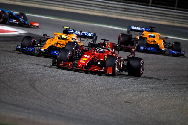 16 Charles Leclerc (MON, Scuderia Ferrari Mission Winnow), 4 Lando Norris (GBR, McLaren F1 Team), F1 Grand Prix of Bahrain at Bahrain International Circuit on March 28, 2021 in Sakhir, Bahrain. (Photo by HOCH ZWEI) Sakhir Bahrain