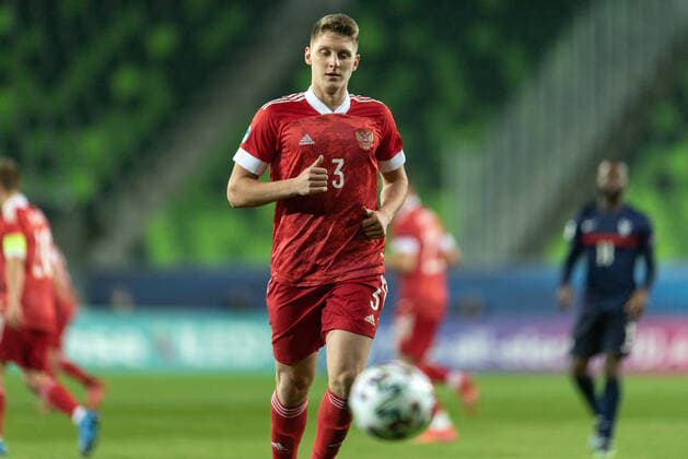 Russia v France, UEFA EURO, EM, Europameisterschaft,Fussball U-21 championship, Szombathely, Hungary Szombathely, Hungary. 28th, March 2021. Igor Diveev (3) of Russia seen during the UEFA EURO U-21 match between Russia and France at Haladas Stadium in Szombathely. Szombathely Hungary  Copyright: xGonzalesxPhoto GastonxSzermanx