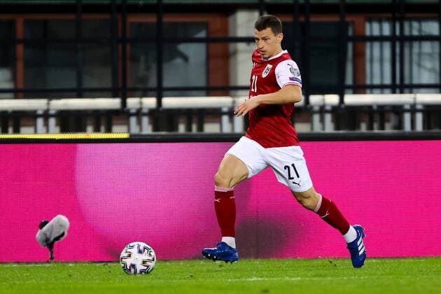 SOCCER - FIFA World Cup, WM, Weltmeisterschaft, Fussball 2022 quali, AUT vs FRO VIENNA,AUSTRIA,28.MAR.21 - SOCCER - FIFA World Cup Qatar 2022, European qualifiers, OEFB international match, Länderspiel, Nationalmannschaft Austria vs Faroe Islands. Image shows Stefan Lainer (AUT). GEPAxpictures xPhilippxBrem