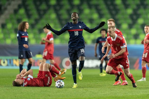 Sport Bilder des Tages Russia v France, UEFA EURO, EM, Europameisterschaft,Fussball U-21 championship, Szombathely, Hungary Szombathely, Hungary. 28th, March 2021. Randal Kolo Muani (18) of France seen during the UEFA EURO U-21 match between Russia and France at Haladas Stadium in Szombathely. Szombathely Hungary  Copyright: xGonzalesxPhoto GastonxSzermanx