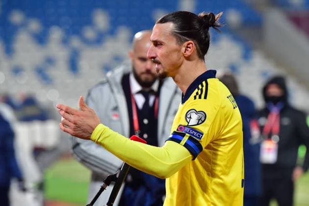 Sweden s Zlatan Ibrahimovic during the FIFA World Cup, WM, Weltmeisterschaft, Fussball Qualifier football match between Kosovo and Sweden at Stadiumi Fadil Vokrri in Pristina, Kosovo, on March 28, 2021 Pristina KOSOVO x10030x