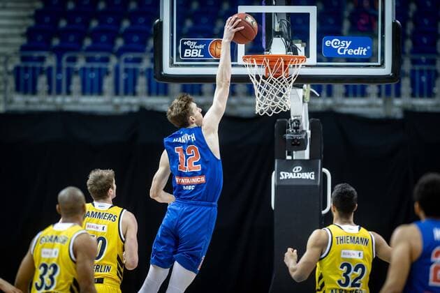 Basketball Berlin 28.03.2021 Saison 2020 2021 easyCredit BBL 1. Bundesliga Alba Berlin - SYNTAINICS MBC Weißenfels Philipp Hartwich (MBC, No.12)