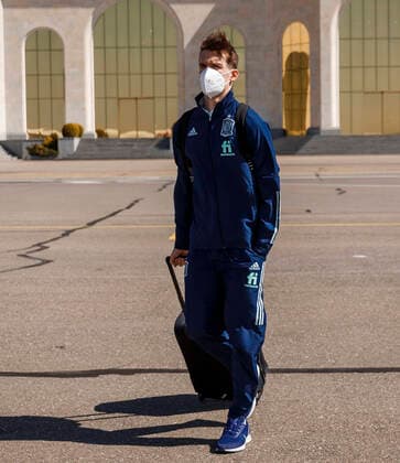 Spain s Diego Llorente during the departure of the Spanish national team, Nationalteam from the International Airport of Tbilisi, Georgia, to Seville to play the third qualifying match of the 2022 World Cup . March 29,2021. (2021032908)