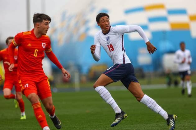 Wales v England 29 03 2021. U18 International Friendly, Länderspiel, Nationalmannschaft England Under 18 s Daniel Jebbison (19) in action during the international friendly match between U18 Wales and U18 England at Leckwith Stadium, Cardiff, Wales on 29 March 2021. Cardiff Leckwith Stadium Wales Editorial use only , Copyright: xDanxMintox PSI-12188-0116