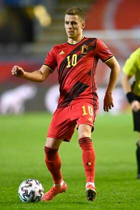 LEUVEN, BELGIUM - MARCH 30 : Thorgan Hazard midfielder of Belgium in action during the FIFA World Cup, WM, Weltmeisterschaft, Fussball Qatar 2022 Qualifiers Round Group E Match between Belgium and Belarus on March 30, 2021 in Leuven, Belgium, 30 03 2021 FOOTBALL : Belgique vs Bielorussie - Eliminatoire Mondial 2022 - Louvain - 30 03 2021 PhotoNews Panoramic 