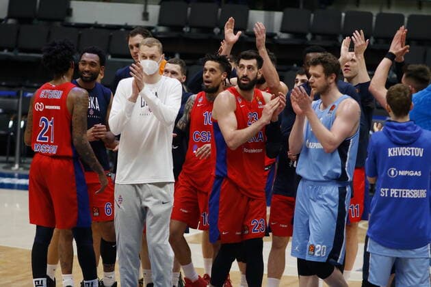 Saint Petersburg, Russia - 30 March 2021: Daniel Hackett (10) of CSKA are seen in action during the 2020 2021 Turkish Airlines EuroLeague Regular Season Round 32, match between BC CSKA Moscow and Zenit St. Petersburg. MaksimxKonstantinov
