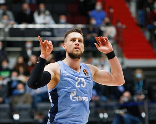 March 30, 2021, St. Petersburg, Russia: Mateusz Ponitka (25), of Zenit seen in action during the 2020 2021 Turkish Airlines EuroLeague Regular Season Round 32, match between BC CSKA Moscow and Zenit St. Petersburg at the Sibur Arena. St. Petersburg Russia - ZUMAs197 20210330_zaa_s197_170 Copyright: xMaksimxKonstantinovx