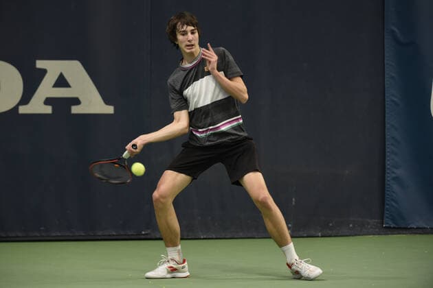 31.03.2021, Biel, Swiss Tennis Arena, ITF WORLD TENNIS TOUR M25 BIEL: Antoine Escoffier (Frankreich) - Kilian Feldbausch (Schweiz), Kilian Feldbausch. Biel Bern Schweiz Copyright: xJustPictures.ch ManuelxWinterbergerx