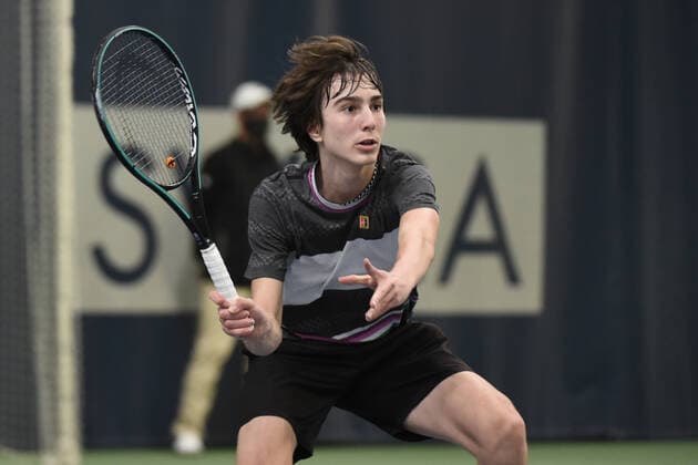 31.03.2021, Biel, Swiss Tennis Arena, ITF WORLD TENNIS TOUR M25 BIEL: Antoine Escoffier (Frankreich) - Kilian Feldbausch (Schweiz), Kilian Feldbausch. Biel Bern Schweiz Copyright: xJustPictures.ch ManuelxWinterbergerx