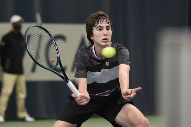 31.03.2021, Biel, Swiss Tennis Arena, ITF WORLD TENNIS TOUR M25 BIEL: Antoine Escoffier (Frankreich) - Kilian Feldbausch (Schweiz), Kilian Feldbausch. Biel Bern Schweiz Copyright: xJustPictures.ch ManuelxWinterbergerx