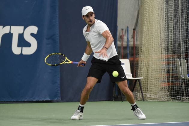 31.03.2021, Biel, Swiss Tennis Arena, ITF WORLD TENNIS TOUR M25 BIEL: Antoine Escoffier (Frankreich) - Kilian Feldbausch (Schweiz), Antoine Escoffier. Biel Bern Schweiz Copyright: xJustPictures.ch ManuelxWinterbergerx