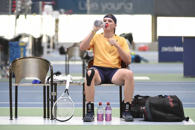 31.03.2021, Biel, Swiss Tennis Arena, ITF WORLD TENNIS TOUR M25 BIEL: Leandro Riedi (Schweiz) vs Dominic Stricker (Schweiz), Dominic Stricker. Biel Bern Schweiz Copyright: xJustPictures.ch ManuelxWinterbergerx