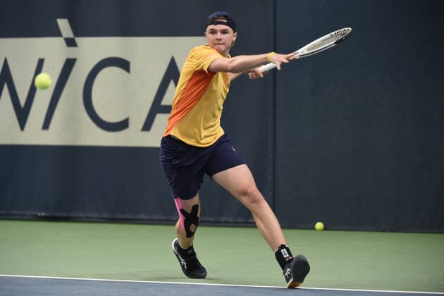 31.03.2021, Biel, Swiss Tennis Arena, ITF WORLD TENNIS TOUR M25 BIEL: Leandro Riedi (Schweiz) vs Dominic Stricker (Schweiz), Dominic Stricker. Biel Bern Schweiz Copyright: xJustPictures.ch ManuelxWinterbergerx