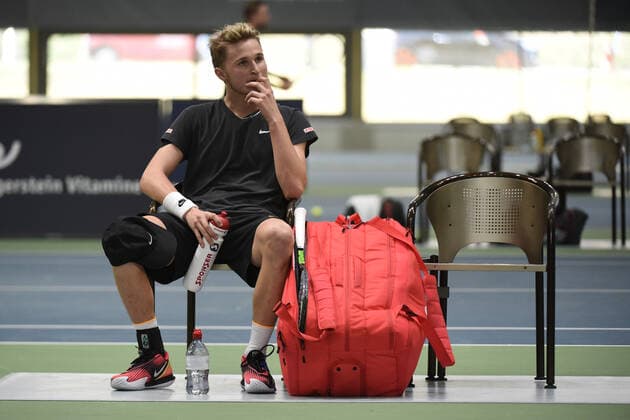 31.03.2021, Biel, Swiss Tennis Arena, ITF WORLD TENNIS TOUR M25 BIEL: Leandro Riedi (Schweiz) vs Dominic Stricker (Schweiz), Leandro Riedi. Biel Bern Schweiz Copyright: xJustPictures.ch ManuelxWinterbergerx