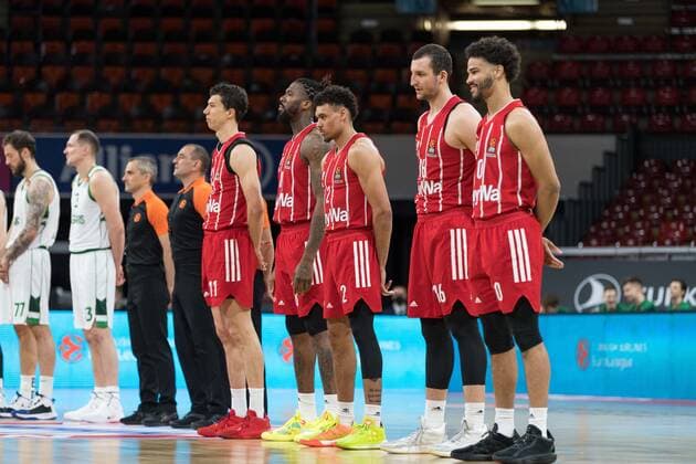 Basketball, Euroleague, day0}.04.2021, FC Bayern München - Zalgiris Kaunas. Im Bild Starting Five Vladimir LUCIC (FC Bayern München, 11), Jalen REYNOLDS (FC Bayern München, 8), Wade BALDWIN (FC Bayern München, 2), Paul ZIPSER (FC Bayern München, 16) und Nick WEILER-BABB (FC Bayern München, 0). München Audi Dome Bayern Deutschland Copyright: Passion2Press.dex xMarkusxFischerx