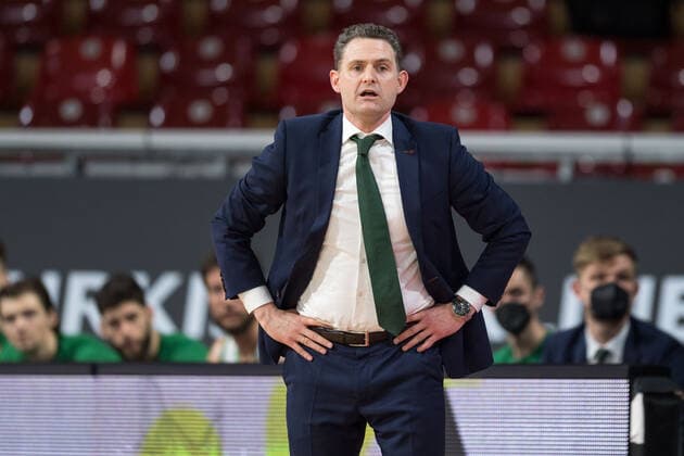 Basketball, Euroleague, day0}.04.2021, FC Bayern München - Zalgiris Kaunas. Im Bild Head Coach von Zalgiris Kaunas Martin SCHILLER. München Audi Dome Bayern Deutschland Copyright: Passion2Press.dex xMarkusxFischerx