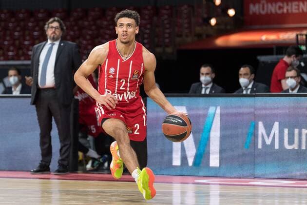 Basketball, Euroleague, day0}.04.2021, FC Bayern München - Zalgiris Kaunas. Im Bild Wade BALDWIN (FC Bayern München, 2) Dribbling Ball. München Audi Dome Bayern Deutschland Copyright: Passion2Press.dex xMarkusxFischerx