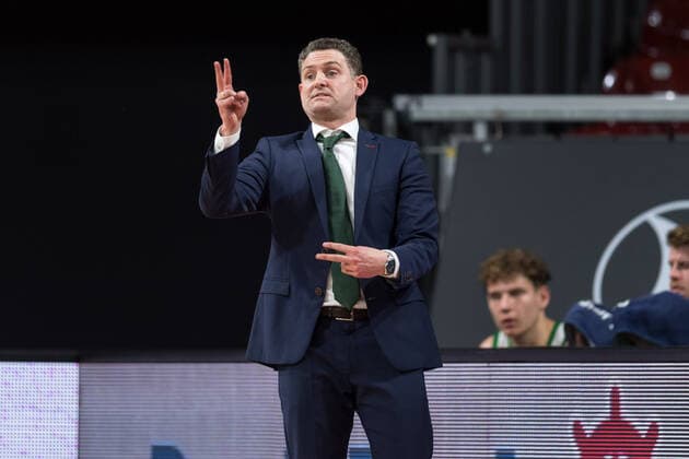 Basketball, Euroleague, day0}.04.2021, FC Bayern München - Zalgiris Kaunas. Im Bild Head Coach von Zalgiris Kaunas Martin SCHILLER. München Audi Dome Bayern Deutschland Copyright: Passion2Press.dex xMarkusxFischerx