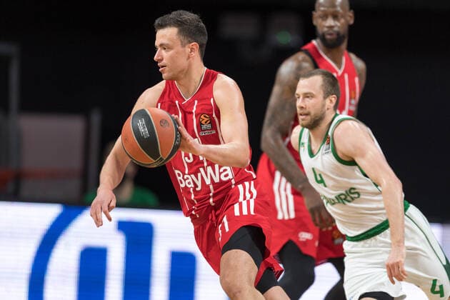 Basketball, Euroleague, day0}.04.2021, FC Bayern München - Zalgiris Kaunas. Im Bild Zan Mark SISKO (FC Bayern München, 31) Dribbling Ball. München Audi Dome Bayern Deutschland Copyright: Passion2Press.dex xMarkusxFischerx