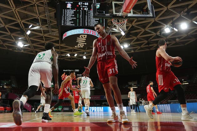 Zan Sisko (Muenchen) kann es nicht fassen GER, FC Bayern Basketball vs. Zalgiris Kaunas, Basketball, Euroleague, Saison 2020 2021, 01.04.2021, GER, FC Bayern Basketball vs. Zalgiris Kaunas, Basketball, Euroleague, Saison 2020 2021, 01.04.2021, Muenchen Copyright: xEIBNER MarcelxEngelbrechtx EP_EER