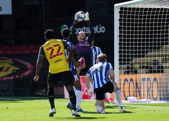 Sheffield Wednesday goalkeeper Joe Wildsmith during the Sky Bet Championship match between Watford and Sheff Wednesday at Vicarage Road, Watford, England on 2 April 2021. Copyright: xAndrewxAleksiejczukx PMI-4092-0008