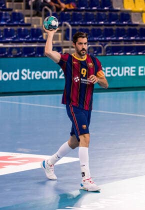 April 2, 2021, Barcelona, Barcelona, Spain: Raul Entrerrios of FC Barcelona, Barca in action during the EHF Champions League Quarter final first leg match between Elverum Handball and FC Barcelona at Palau Blaugrana on April 02, 2021 in Barcelona, Spain. Barcelona Spain - ZUMAa181 20210402_zaa_a181_018 Copyright: xJavierxBorregox