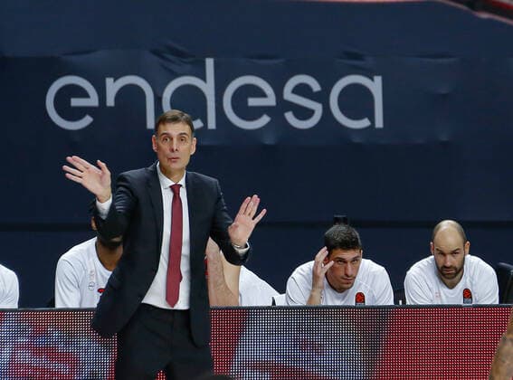 MATCH Jornada 33 Euroleague Masculino Madrid Real Madrid vs Olympiacos Piraeus Georgios Bartzokas Madrid Madrid Spain Baloncesto Copyright: xAlbaxPachecox